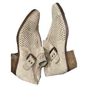 Karl Lagerfeld Tan  Suede Boots Booties Buckle Zipper Size 9.5